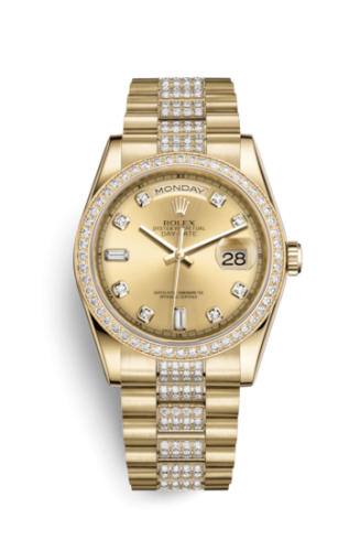 Rolex Day-Date 36 Yellow Gold Diamonds / President Diamond / Black Diamond 118348-0029