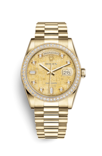 Rolex Day-Date 36 Yellow Gold Diamonds / President / Champagne MOP Computer 118348-0037