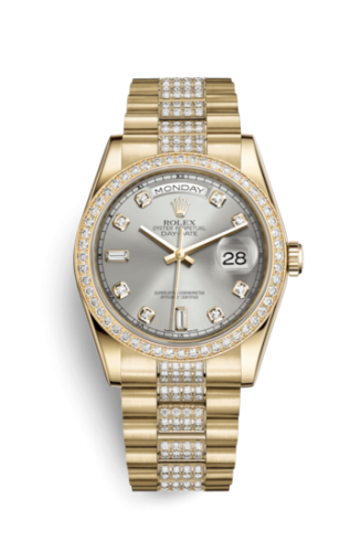 Rolex Day-Date 36 Yellow Gold Diamonds / President Diamond / Silver Diamond 118348-0039