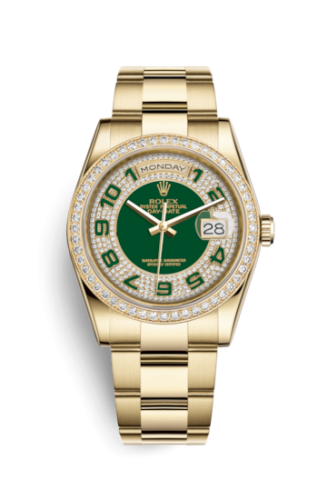 Rolex Day-Date 36 Yellow Gold Diamonds / Oyster / Green Paved 118348-0059