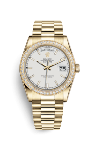 Rolex Day-Date 36 Yellow Gold Diamonds / President / White 118348-0070