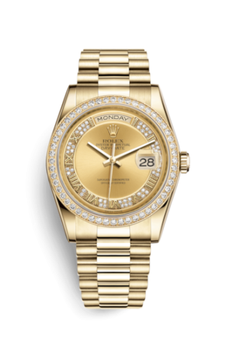 Rolex Day-Date 36 Yellow Gold Diamonds / President / Champagne Roman 118348-0071