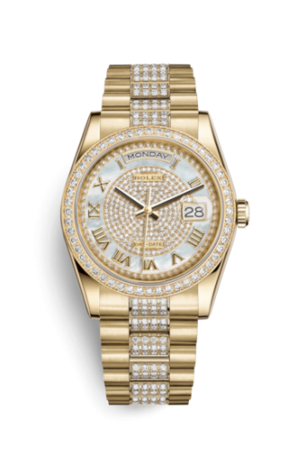 Rolex Day-Date 36 Yellow Gold Diamonds / President Diamond / Paved Roman 118348-0076