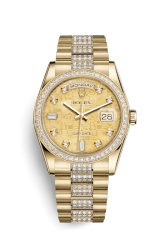 Rolex Day-Date 36 Yellow Gold Diamonds / President Diamonds / Champagne MOP Computer 118348-0090