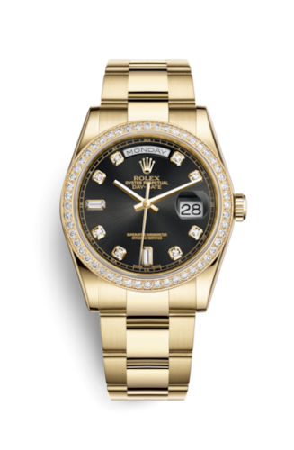 Rolex Day-Date 36 Yellow Gold Diamonds / Oyster / Black Diamonds 118348-0096