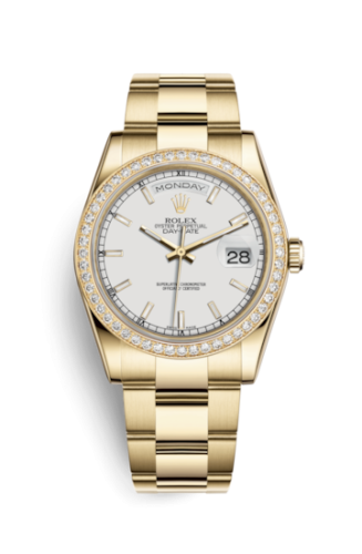 Rolex Day-Date 36 Yellow Gold Diamonds / Oyster / White 118348-0098