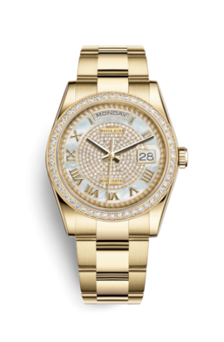 Rolex Day-Date 36 Yellow Gold Diamonds / Oyster / Paved Roman 118348-0127