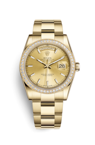Rolex Day-Date 36 Yellow Gold Diamonds / Oyster / Champagne 118348-0134