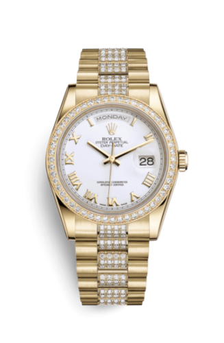 Rolex Day-Date 36 Yellow Gold Diamonds / President Diamonds / White Roman 118348-0151