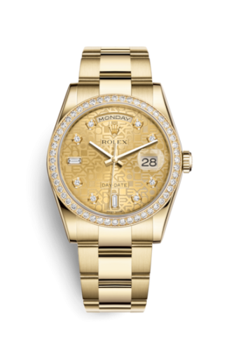 Rolex Day-Date 36 Yellow Gold Diamonds / Oyster / Champagne Computer 118348-0152