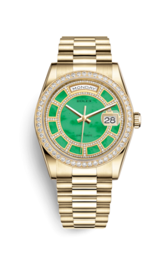 Rolex Day-Date 36 Yellow Gold Diamonds / President / Green Jade Carousel 118348-0180