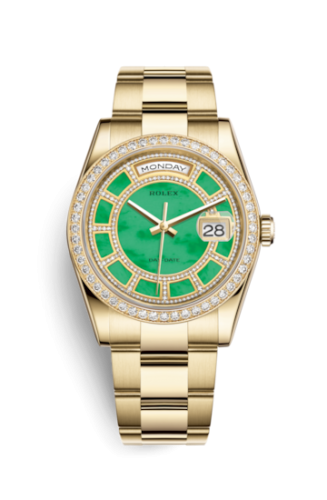 Rolex Day-Date 36 Yellow Gold Diamonds / Oyster / Green Jade Carousel 118348-0181