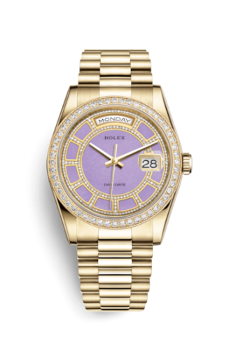 Rolex Day-Date 36 Yellow Gold Diamonds / President / Lavender Jade Carousel 118348-0191