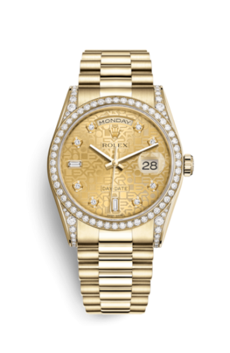 Rolex Day-Date 36 Yellow Gold Diamonds / President / Champagne Computer 118388-0017