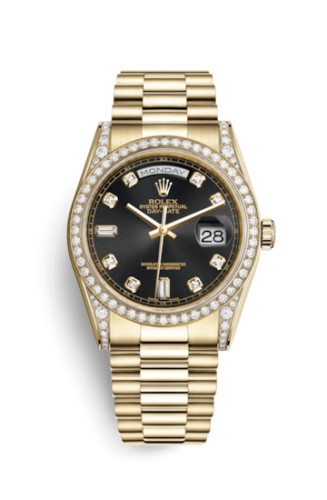 Rolex Day-Date 36 Yellow Gold Diamonds / President Diamonds / Black Diamond 118388-0021