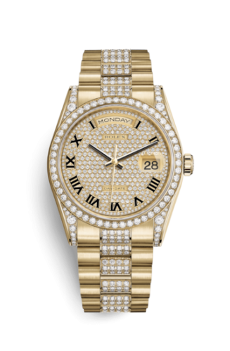 Rolex Day-Date 36 Yellow Gold Diamonds / President Diamonds / Paved 118388-0025