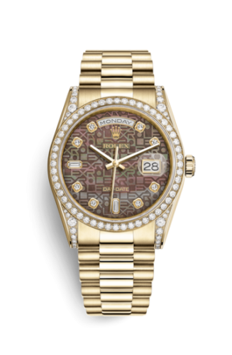 Rolex Day-Date 36 Yellow Gold Diamonds / President / Black MOP Computer 118388-0029