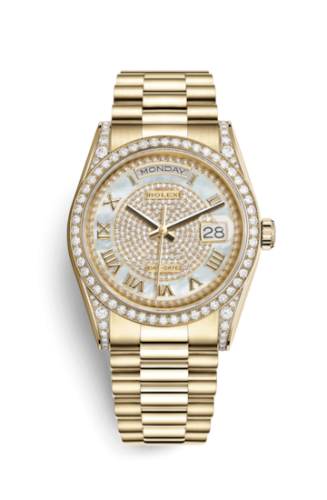 Rolex Day-Date 36 Yellow Gold Diamonds / President / Paved Roman 118388-0030