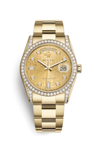Rolex Day-Date 36 Yellow Gold Diamonds / Oyster / Champagne Computer 118388-0032