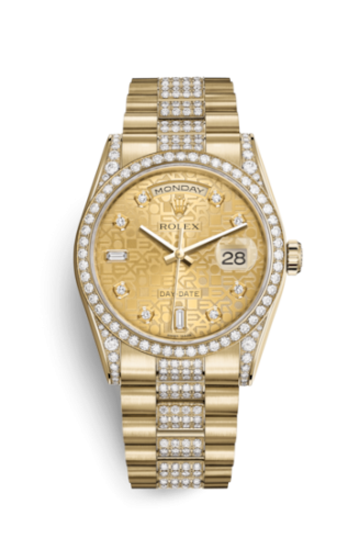 Rolex Day-Date 36 Yellow Gold Diamonds / President Diamonds / Champagne Computer 118388-0033
