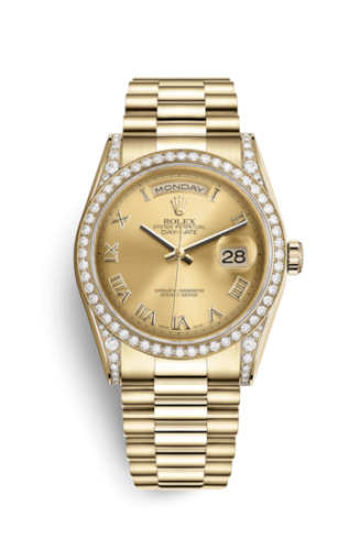 Rolex Day-Date 36 Yellow Gold Diamonds / President / Champagne Roman 118388-0036