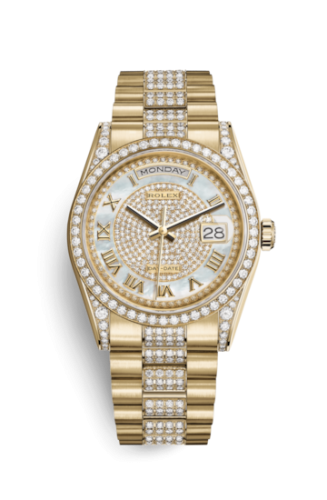 Rolex Day-Date 36 Yellow Gold Diamonds / President Diamonds / Paved MOP 118388-0037