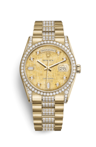 Rolex Day-Date 36 Yellow Gold Diamonds / President Diamonds / Champagne Computer 118388-0060