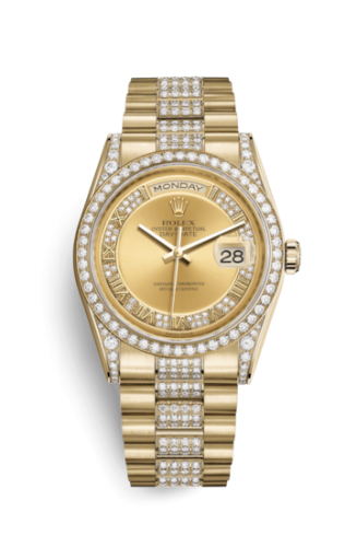 Rolex Day-Date 36 Yellow Gold Diamonds / President Diamonds / Champagne Roman 118388-0063