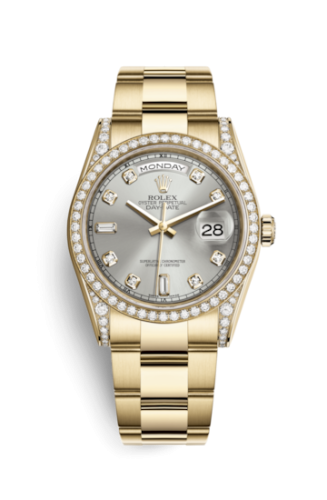 Rolex Day-Date 36 Yellow Gold Diamonds / Oyster / Silver Diamond 118388-0065
