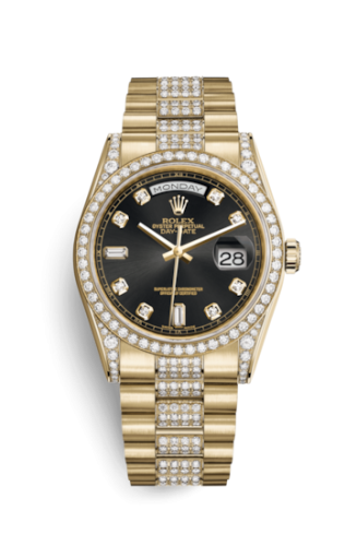 Rolex Day-Date 36 Yellow Gold Diamonds / President Diamonds / Black Diamond 118388-0079