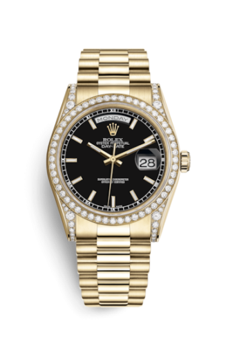 Rolex Day-Date 36 Yellow Gold Diamonds / President / Black 118388-0120