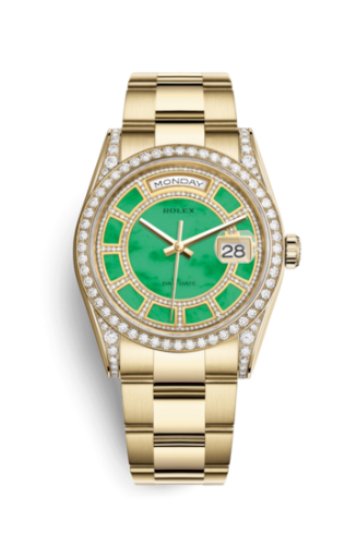 Rolex Day-Date 36 Yellow Gold Diamonds / Oyster / Green Jade Carousel 118388-0148