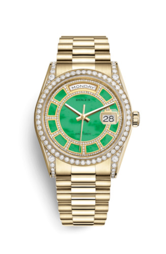 Rolex Day-Date 36 Yellow Gold Diamonds / President / Green Jade Carousel 118388-0157