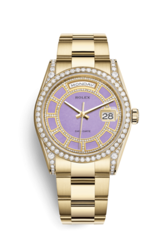 Rolex Day-Date 36 Yellow Gold Diamonds / Oyster / Lavender Jade Carousel 118388-0158