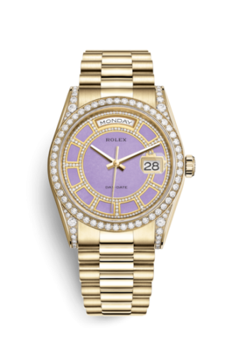 Rolex Day-Date 36 Yellow Gold Diamonds / President / Lavender Jade Carousel 118388-0161