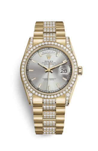 Rolex Day-Date 36 Yellow Gold Diamonds / President Diamonds / Silver 118388-0174