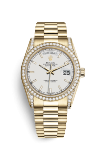 Rolex Day-Date 36 Yellow Gold Diamonds / President / White 118388-0186