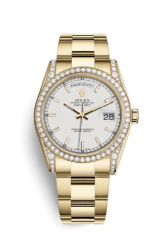 Rolex Day-Date 36 Yellow Gold Diamonds / Oyster / White 118388-0187