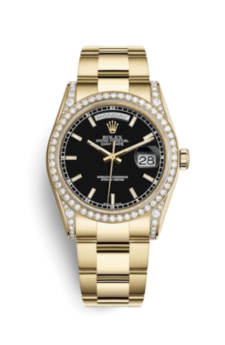 Rolex Day-Date 36 Yellow Gold Diamonds / Oyster / Black Diamonds Rubies 118388-0190