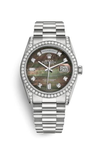Rolex Day-Date 36 White Gold Diamonds / President / Black MOP 118389-0010