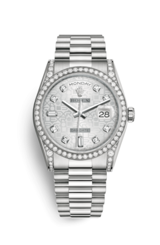 Rolex Day-Date 36 White Gold Diamonds / President / Silver Computer 118389-0011