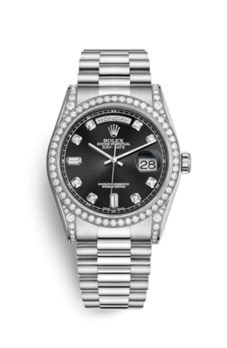 Rolex Day-Date 36 White Gold Diamonds / President / Black Diamond 118389-0013