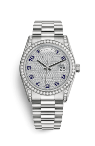 Rolex Day-Date 36 White Gold Diamonds / President / Paved Arabic 118389-0017