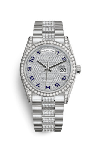 Rolex Day-Date 36 White Gold Diamonds / President Diamond / Paved 118389-0020