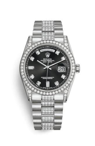 Rolex Day-Date 36 White Gold Diamonds / President Diamond / Black Diamond 118389-0022
