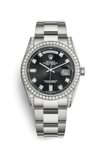 Rolex Day-Date 36 White Gold Diamonds / Oyster / Black Diamond 118389-0027