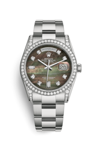 Rolex Day-Date 36 White Gold Diamonds / Oyster / Black MOP 118389-0057