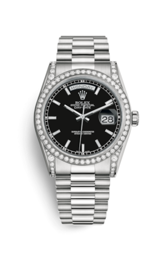 Rolex Day-Date 36 White Gold Diamonds / President / Black 118389-0061
