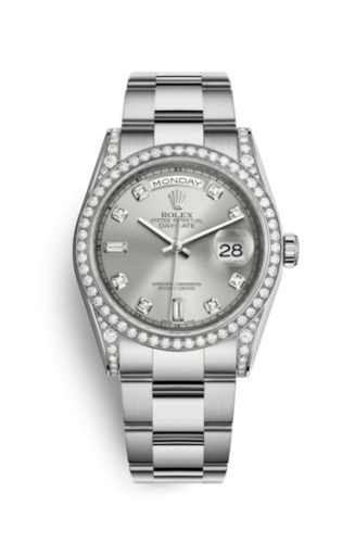 Rolex Day-Date 36 White Gold Diamonds / Oyster / Silver Diamond 118389-0072