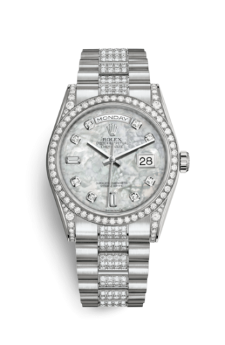Rolex Day-Date 36 White Gold Diamonds / President Diamond / MOP 118389-0074